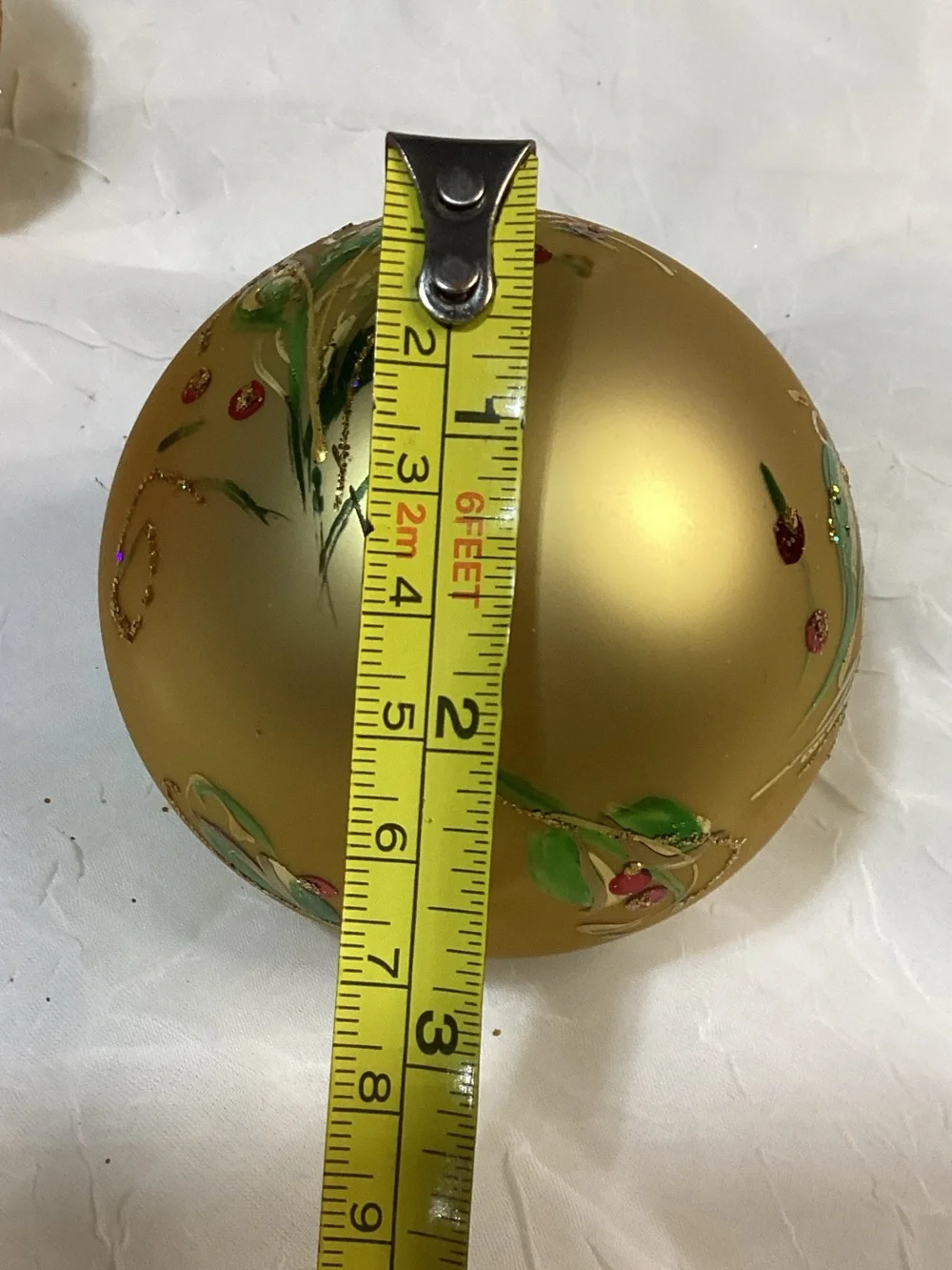 Demdaco Red & Gold Decorative Holiday Christmas Glass Ornament Set x3 Balls